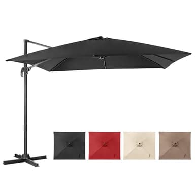 COSTWAY Parasol Déporté Inclinable, Parasol de Jardin Extérieur 3x3M, 8 Baleines en Acier, Rotation 360°, Toit de Ventilation, Pied Croisé, Tissu Anti-UV, Parasol Terrasse Exterieur H273 cm