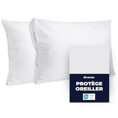 Dreamzie Protege Oreiller 60x60 cm - Lot de 2 Housses Imperméables | Anti-Acariens | Lavable à 90°C | Oeko-Tex | pour Bébé & Peaux Sensibles
