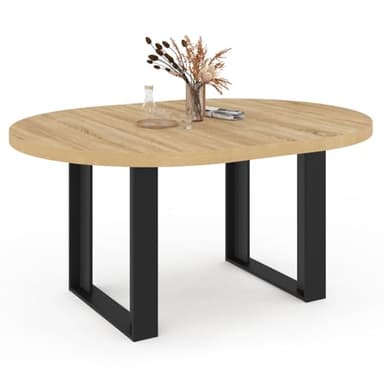 IDMarket - Table à Manger Extensible Ronde Phoenix 4-6 Personnes Bois et Noir 110-150 cm