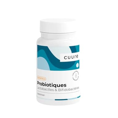 Probiotique Flore Intestinale - CUURE - 60 jours - Lactobacillus Plantarum & Bifidobacterium - Brevet Gélule Gastro-Résistante - Fabriqué en Europe