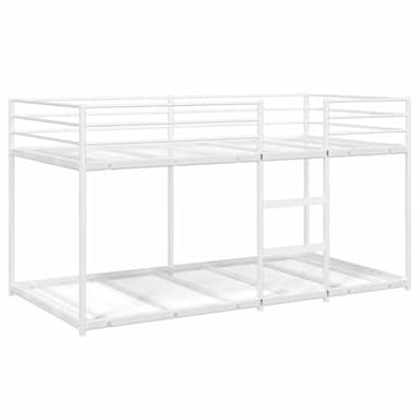 vidaXL Lit superposé sans Matelas Blanc 90x190 cm Acier, Cadre de lit, sommier, Meuble de Chambre à Coucher, lit Mezzanine, Cadre de lit superposé