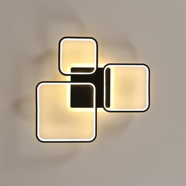 Comely Plafonnier LED Dimmable Moderne, 57cm 45W Noir 3000K-6500K, Carré Luminaire Plafonnier Intérieur avec télécommande, Lampe de Plafond LED pour Chambre à Coucher, Salon