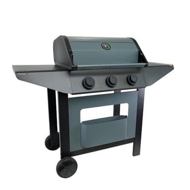 Cook’in Garden - Barbecue Gaz Burn, 3 Brûleurs, Fonction Grill et Plancha, Récupérateur de Graisse Amovible, Thermomètre Intégré, 10,5 kW, Idéal 10 Personnes