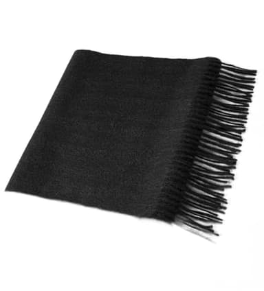 Villand Écharpe en pur cachemire à 100% avec des bordures à franges, Châle en cachemire extra doux et large pour femmes et hommes. (Noir)