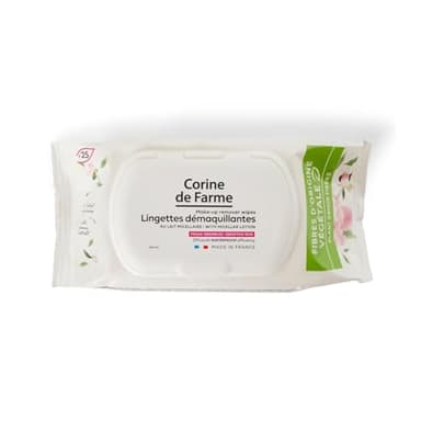 Corine de Farme - Lingettes Démaquillantes Micellaires x 25 - Apaisantes, Hydratantes, Waterproof - Fibres d’Origine Végétale - Soin du Visage, Peaux Sensibles - Fabriqué en France