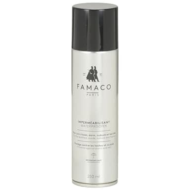 Famaco - Imperméabilisant - Protection Contre l'Eau - Pluie - Tâches - Pour Cuirs - Daims - Nubucks - Idéal Chaussures - Baskets Sneakers - Sac cuir - Spray - 250ml