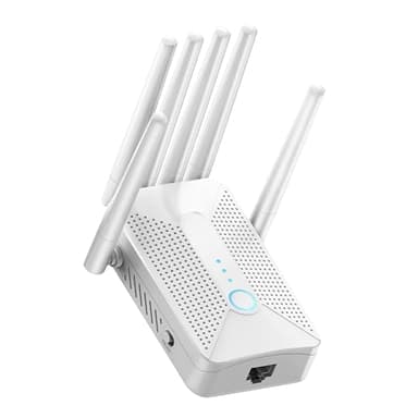 Repeteur WiFi Puissant,Amplificateur WiFi de dernière Technologie avec 6 antennes, Jusqu’à 600㎡ de Couverture WiFi, Port Ethernet, Répéteur WiFi pour la Maison et Le Bureau, Configuration Facile