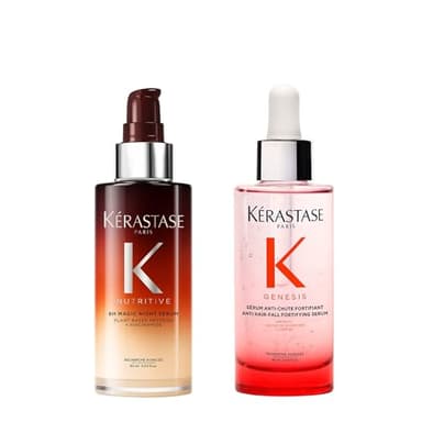 KÉRASTASE - Routine de Nuit - Réparation intense - Double action Anti-chute et Nutrition - Sérum Génésis Anti-Chute et Anti-Casse - 90ml + Sérum Nutritive 8h Night - Nutrition des Cheveux Secs - 90ml