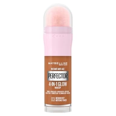 Maybelline New York - Perfecteur de Teint Illuminateur 4-en-1 - Base/Correcteur/BB Crème/Enlumineur - Fond de Teint Instant Glow Perfector 4-in-1 - Teinte : Medium Deep (03) - 20 ml