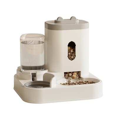 YIYILU Distributeur Croquettes Chat/de Nourriture 2 en 1, Distributeur Automatique d'aliments et d'eau Animaux de Compagnie de Petite