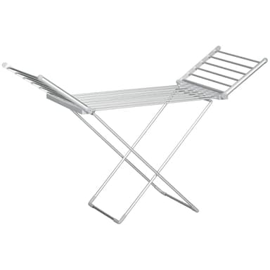 HOMCOM Sèche-Linge étendoir électrique Chauffant 2 Ailes latérales Extensibles Pliable, Cadre en Alliage d'aluminium, 144 x 53 x 91 cm, Argent