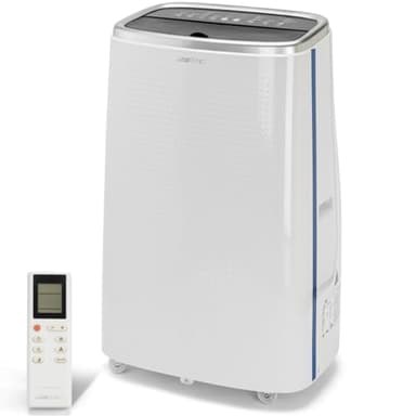 Clatronic climatiseur mobile CL 3750 Amazon Alexa & Google Assistant ; 3 en 1 refroidissement, déshumidification & ventilation ; avec tuyau d'évacuation ; télécommande ; 12 000 BTU ; blanc