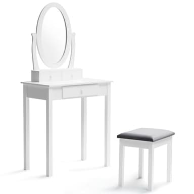 IDMarket - Coiffeuse Betty avec Miroir et Tabouret