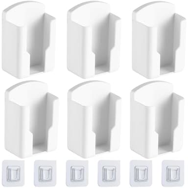 YOUNGSAY 6 Pcs Boîte de Rangement à Télécommande Mural, Auto Adhésive Support Telecommande Mural, Blanc Boîte de Rangement Murale Télécommande, Pour Maison et Bureau