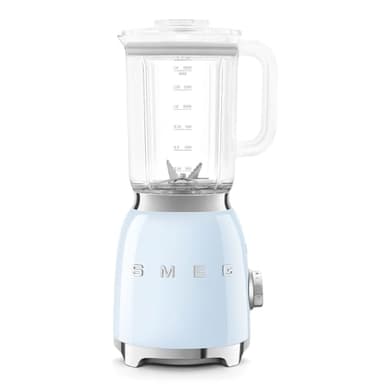 Smeg, Blender BLF03PBEU 1,5 L, 4 Vitesses, 4 Fonctions Smoothie, Pulse, Glace Pilée et Autonettoyant, Bloc Moteur et Bouchon Doseur, Base Antidérapante, Range cordon Intégré, 800W, Bleu Azur