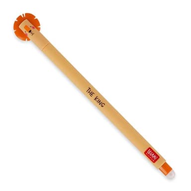LEGAMI - Lion - Stylo gel effaçable, avec bille sur l'extrémité pour effacer l'encre sans abimer la feuille, encre orange thermosensible, pointe Ø 0,7 mm