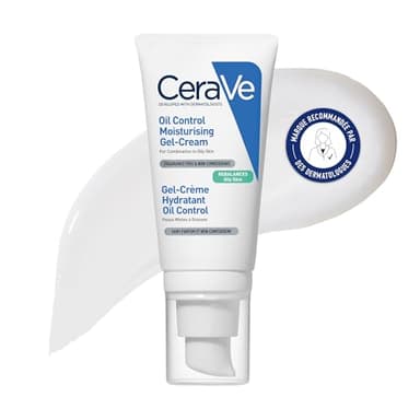 CeraVe - Gel-Crème Hydratant Visage Oil Control - Hydrate en Continu, Restaure la Barrière Cutanée, Apaise - 3 Céramides Essentiels, Niacinamide, Acide Hyaluronique - Peau Mixte à Grasse - 52 ml