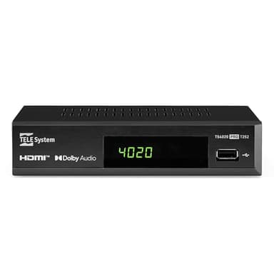 Tele System Décodeur Numérique Terrestre et Satellite 2024 TS4020 Pro, DVB-T/T2 et DVB-S/S2 HEVC HD HDR10 HLG,Décodeur TV avec Une Seule télécommande.