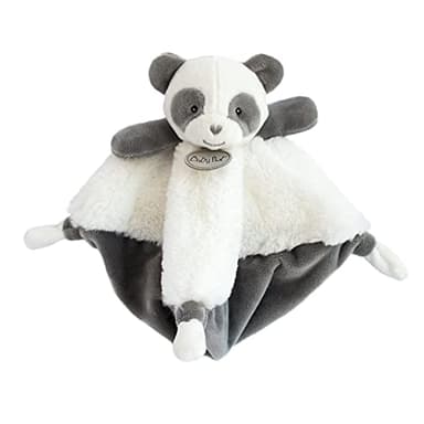 BABYNAT - Mon P’tit Panda - Doudou Plat Panda Noir & Blanc Avec Nouettes - 24 cm - Ultra Doux - Facile À Manipuler - Doudou Souple Bébé Dès La Naissance - Idée Cadeau Pour Filles Et Garçons - BN0459