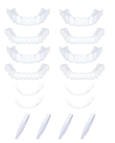 Yotlein 4 Paires Facette Dentaire, Facette Prothese Dentaire, Fausse Dent, Un Confort Naturel pour Hommes Et Femmes, Placages Cosmétiques Blanchissant les Dents pour les Mauvaises Dents