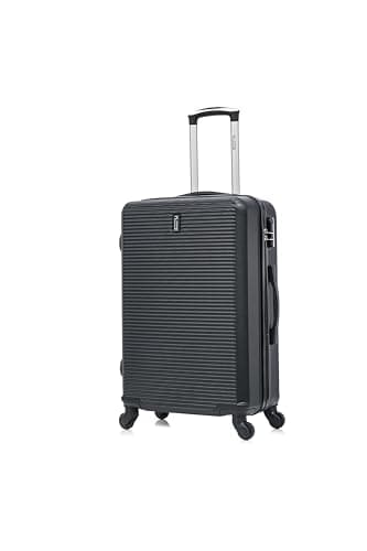 CELIMS - Valise Moyenne Noir Rigide à 4 roulettes Légère Taille Soute 23kg 65cm | Serrure Intégré | ABS | Valise Moyenne Taille avec 4 Roues 65cm | Valise Week-End | Noir