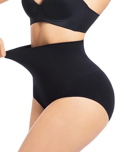 SHAPEMAX Culotte Gainante Femme Ventre Plat Gaine Amincissante Taille Haute - Culottes Sculptantes sans Couture, Invisible pour Postpartum Noir M