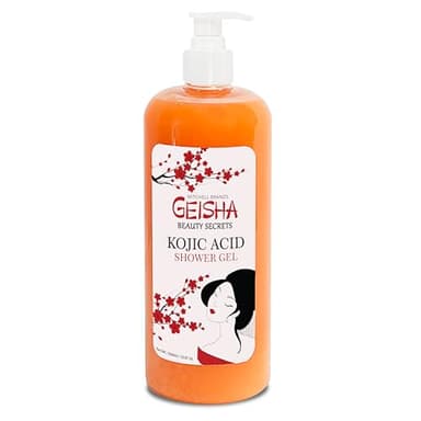 Geisha, Gel Douche Éclaircissant à l'Acide Kojique - 33 fl oz / 1000 ml - Unifie le Teint, Donne de l'Éclat à la Peau, Gel Douche Visage et Corps