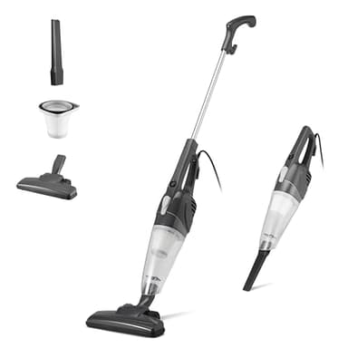Amazon Basics Aspirateur balai, appareil 2 en 1 avec câble, moteur ECO, filtre HEPA, léger, Noir