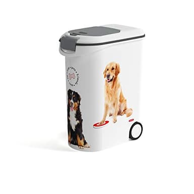 Curver Conteneur à Croquettes Pour Chien - 20kg / 54L - Grand Rangement Hermétique Anti-Odeurs pour Nourriture pour Chiens - Conteneur à Roulettes et Poignées de Déplacement - 28 x 49 x 61 cm - Blanc