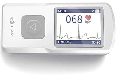 EMAY Bluetooth Moniteur ECG Portable (for iPhone & Android, Mac & Windows), Moniteur ECG Personnel sans Fil, Mobile Electrocardiographe, Mesure la fréquence Cardiaque, ECG et Les symptômes (EMG-20)