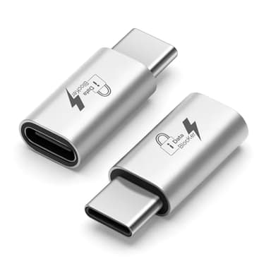 Seminer USB-C vers C Bloqueur de Données (Lot de 2), Protection Contre Le Juice Jacking, Réservé à la Charge, Compatible avec la Charge PD jusqu'à 140W - Argenté