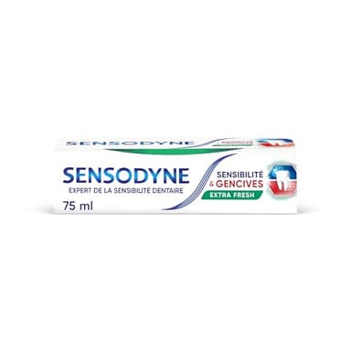 SENSODYNE - Dentifrice Sensibilité & Gencives Extra Fresh - Double Action Cliniquement Prouvée pour les Dents Sensibles et Problèmes de Gencives - Menthe Fraîche - 75 ml