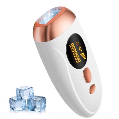 Épilateur Lumière Pulsée avec Refroidissement, 999,999 Flashs, 5 Niveaux d'Énergie, Salon à la Maison, Épilation Laser Définitive et Indolore pour Femme & Homme, Visage, Corps, Maillot, Aisselles