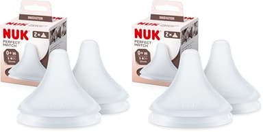 Tétines pour biberons NUK Perfect Match, 0+ mois, S’adapte au palais de bébé, Évent anti-coliques, Sans BPA, TÉTINE S en silicone pour biberons, 2 pièces (Lot de 2)