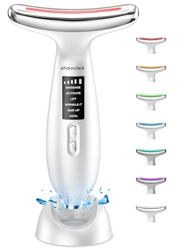 Appareil Anti Rides Visage Massage: Masseur Double Menton Lifting à 5°C Froid et 45°C Chaleur - Appareil de Beauté Electrique à 6 Modes LED 4 Couleurs - Visage Cou EMS Anti-Âge Raffermissement Massage