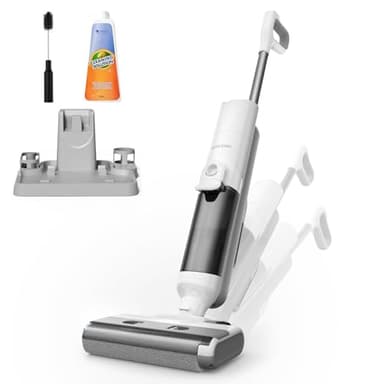 Proscenic F10 Ultra Aspirateur Laveur sans Fil, Nettoyeur de Sol, 60 Mins Aspirateur Balai sans Fil Humide et Sec, Léger Aspirateur Eau et Poussière,1.3L,Autonettoyant,Nettoyage dans Les Angles,Bords