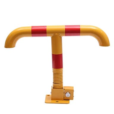 KATSU Borne de Verrouillage d'Espace de Stationnement de Voiture en Forme de T Avec Ressort, Pliante Poste de Barrière de Stationnement avec Serrure, Jaune et Rouge