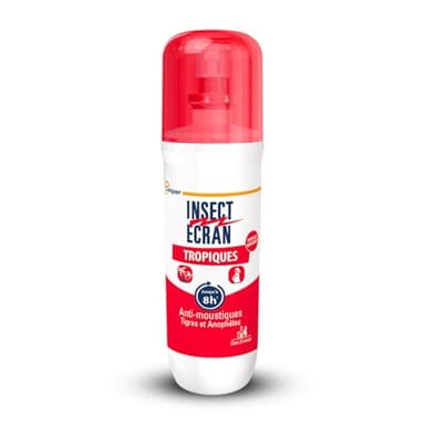 INSECT ECRAN - Anti-moustiques Tropiques – Efficacité 8h - Spray répulsif peau - Protection contre les piqûres de moustiques - Paludisme - Tropiques - 75 ml