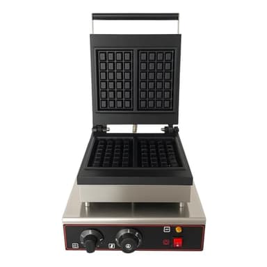 Gaufrier Professionnel à 2 Plaques – 1600 W – Thermostat Réglable 50-300°C – Plaques Fonte Antiadhésive – Inox