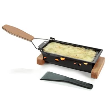 Boska Partyclette® ToGo Oslo/Set à raclette/Pratique à apporter/Spatule compris/Noir/Brun / 32,4 x 8,7 x 11,4 cm