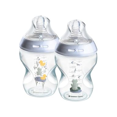 Tommee Tippee Biberons Closer To Nature, 260 ml, Valve Anti-Colique, Tétine Souple, Lot de 2, Ollie la Chouette