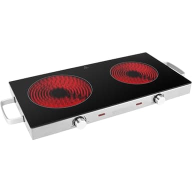 ProfiCook Double plaque de cuisson PC-DKP 1211, deux plaques de cuisson électriques en vitrocéramique, pour le camping/la cuisine/le bureau, pour tous les types de casseroles