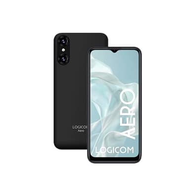 Logicom - Aero - Smartphone 4G Débloqué - Écran 6,5’ - HD+ IPS - 64 Go + 256 Go - 2 Go RAM, Android 14 - Double SIM - Batterie 5000 mAh - Reconnaissance Faciale - USB-C - Wi-FI - Bluetooth
