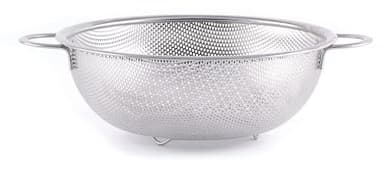 HENDI Passoire de cuisine, egouttoir, tamis pour la cuisine et le lavage des pâtes, des nouilles, des fruits, des légumes, des salades, rond, perforée, avec base et 2 poignées, ø235x(H)85 mm, Inox