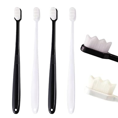 GWAWG 4 Pièces Brosse à Dents Manuelle Souple Micro Nano Brosse à Dents à Poils Extra Doux avec 20,000 Poils pour Gencives Fragiles Enfants Adultes