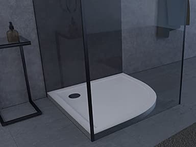 Receveur de douche quart de cercle 90 x 90 cm – Receveur de douche de qualité supérieure en acrylique sanitaire, compatible avec les parois de douche quart de cercle d'un rayon de 55 cm et d'une