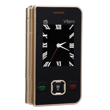 VBESTLIFE Téléphone Flip 2G, Téléphone Portable Pliable à Double écran Classique pour Les Personnes âgées, Grandes Clés Tactiles, Support Multi-Langues (Gold)