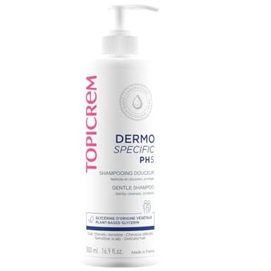 Topicrem - PH5 DERMO SPECIFIC - Shampoing Lait Douceur -Nettoie en douceur et protège - Cuir chevelu sensible, cheveux délicats, Fabrication Française - 500 ml