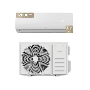 EVVO Climatiseur Split Clima Refroidissement et Chauffage, Connectivité WIFI, Moteur Inverter, Pompe à Chaleur, Classe A++/A+, Déshumidificateur, R32 (12 000 BTU)