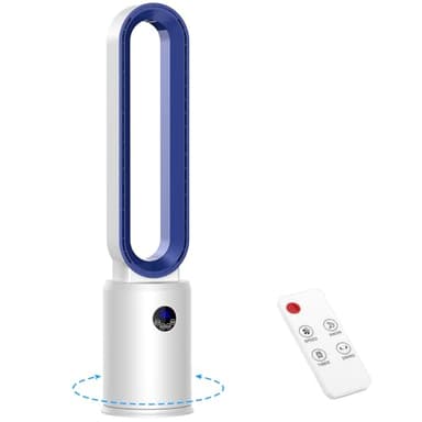YAZEKY Ventilateur Colonne Sans Pale,24 Vitesses Ventilateur Tour Silencieux,Ventilateur de Sol Oscillant à 60,Écran LED,Minuterie De 12 Heures, Ventilateur Sur Pied Pour Chambre à Coucher (Bleu)